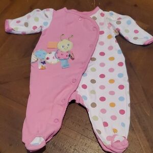 Taggies Pink and Multicolor Polka Dot Footie